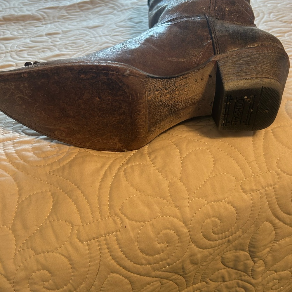 Embellished Floral Western Boot - Brown Leather - Picture 4 of 5